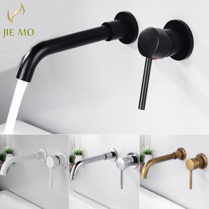 Brass wall bathtub faucet toilet buried wall embedded wash basin hot and cold basin tap hotel mixer tap