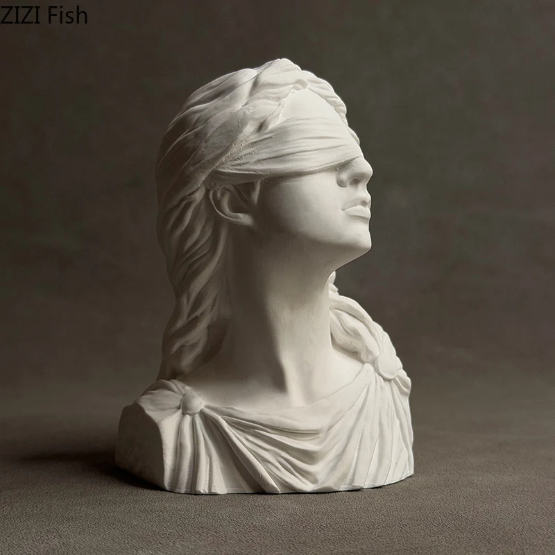 Themis Goddess of Justice Bust Statue,Classical Art Figurine,Aesthetic Desktop Ornament for European Luxury Home Decor
