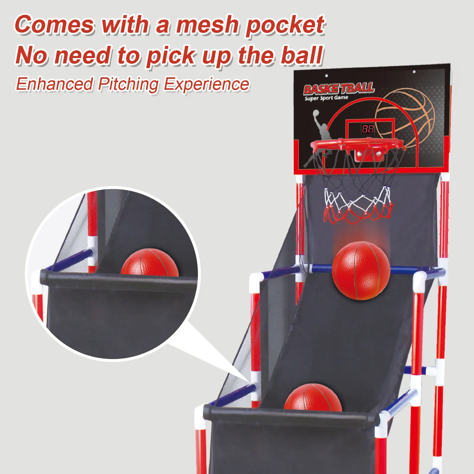 Juguetes deportivos 2 en 1 para sótano, portería de red de fútbol, marcador electrónico, juego de aro de baloncesto Arcade para niños 2025