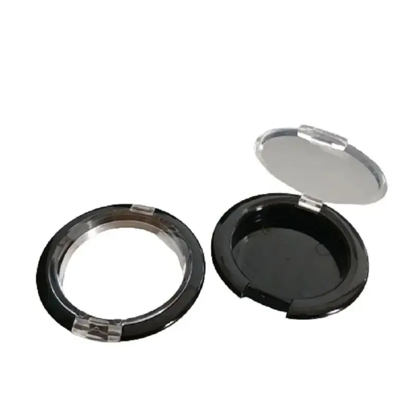 

35pcs Plastic Eyeshadow Case Clear Flip Lid Black Bottom Blush Makeup Powder 37.5 mm Round Empty Eye Shadow Compact Boxes