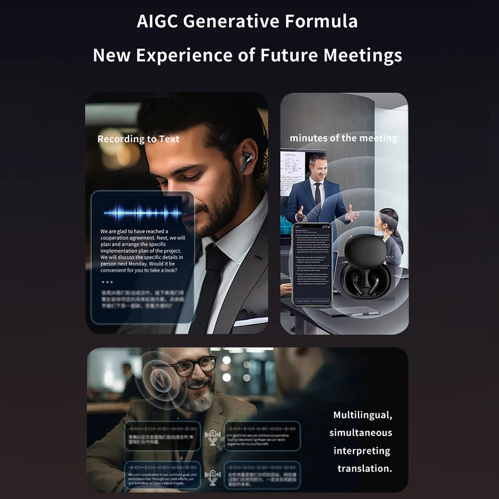 หูฟังแปลภาษาแบบเรียลไทม์ บลูทูธ 5.4 แปลภาษาพร้อมกัน หูฟังแปลภาษาด้วยเสียง AI