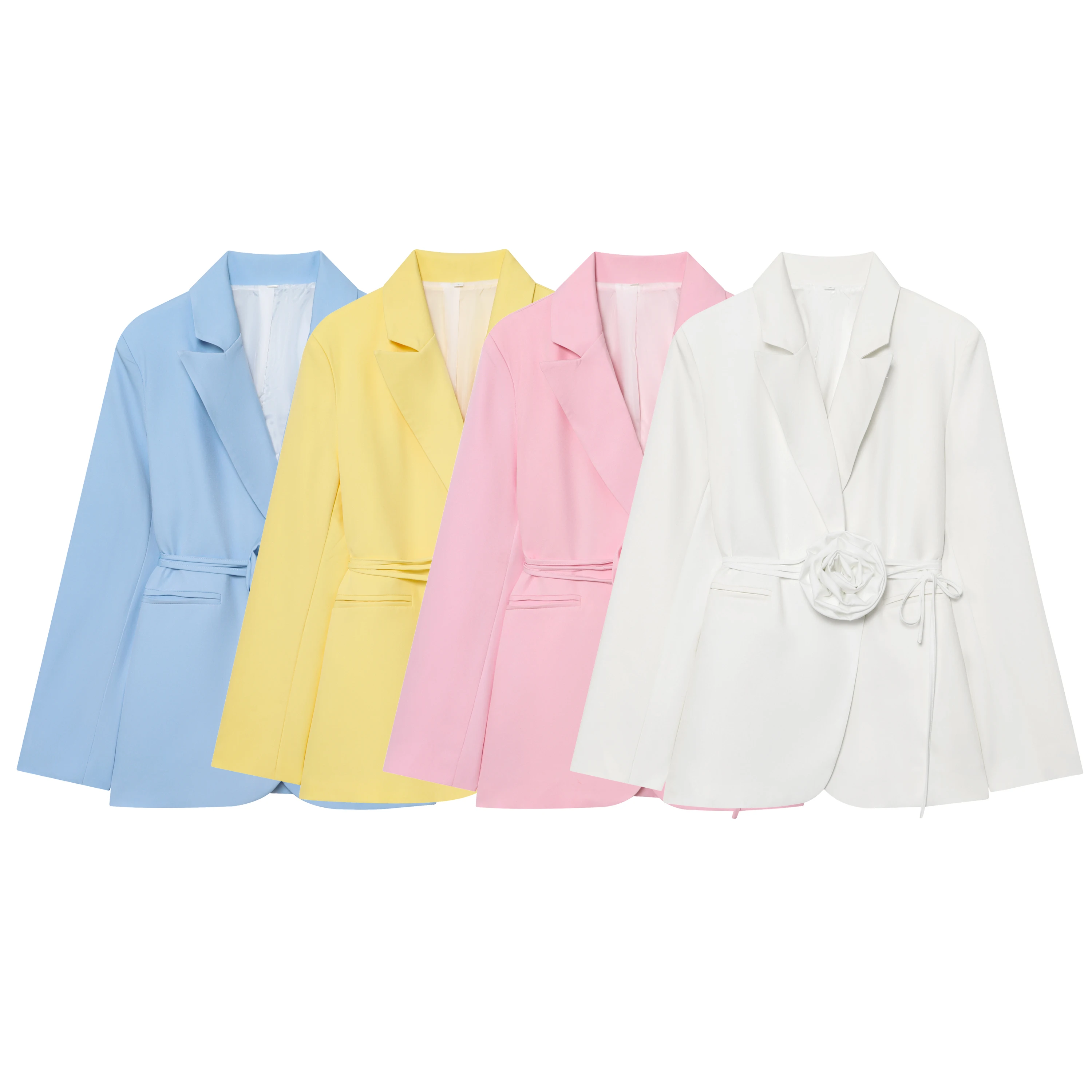 

Женский пиджак, куртка, пальто, женский осенний пиджак с лацканами, трехмерный цветочный галстук на талии, пригородный топ с завязкой на талии