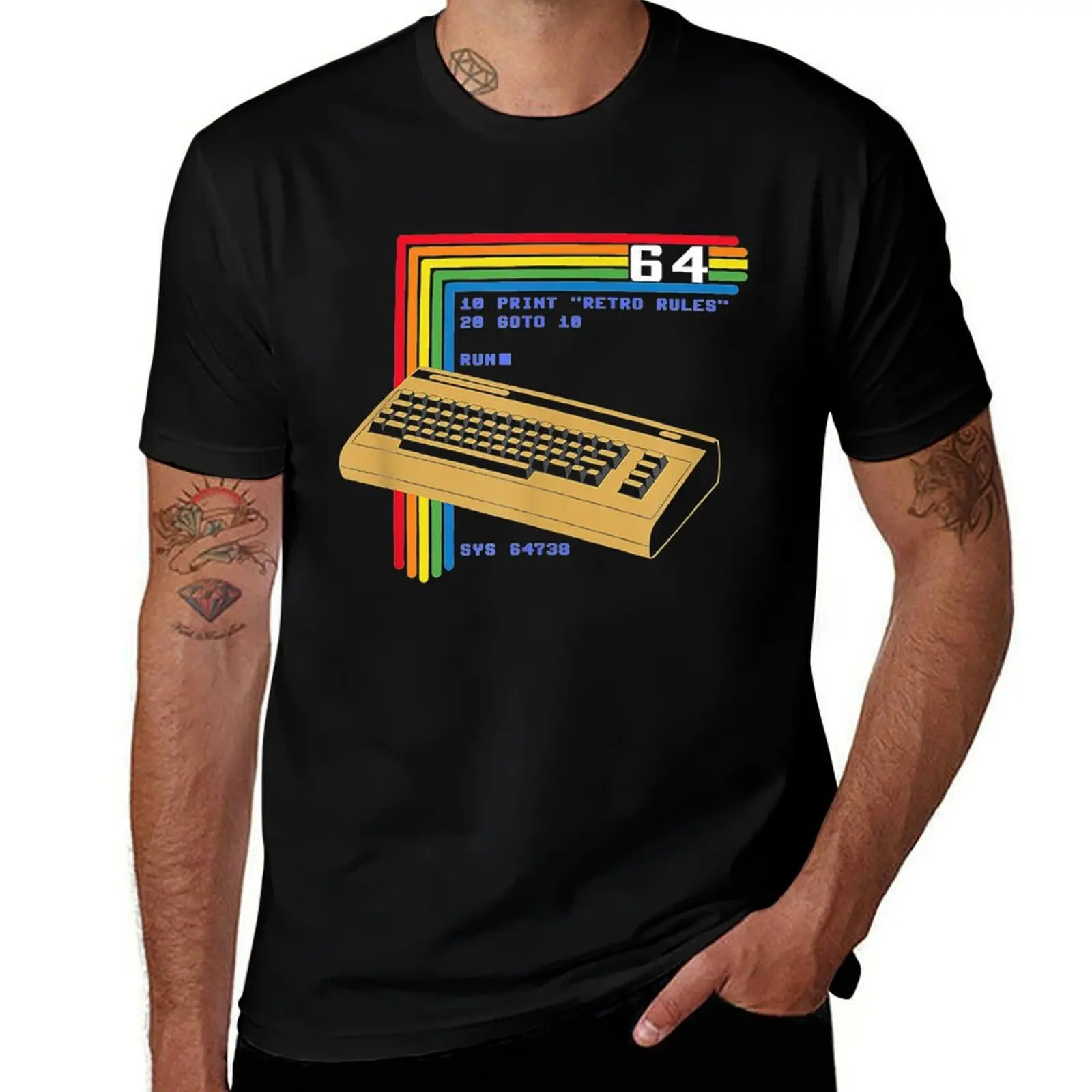 T-Shirt Retro Computer C64 In Morbido Cotone Leggero