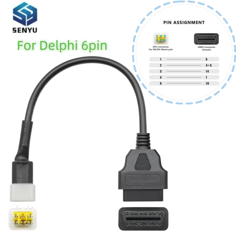 For 6pin To 16pin Adapter Extension Cable 6 Pin Motorcycle Plug OBD2 Connector Cables OBD Diagnostic Tools