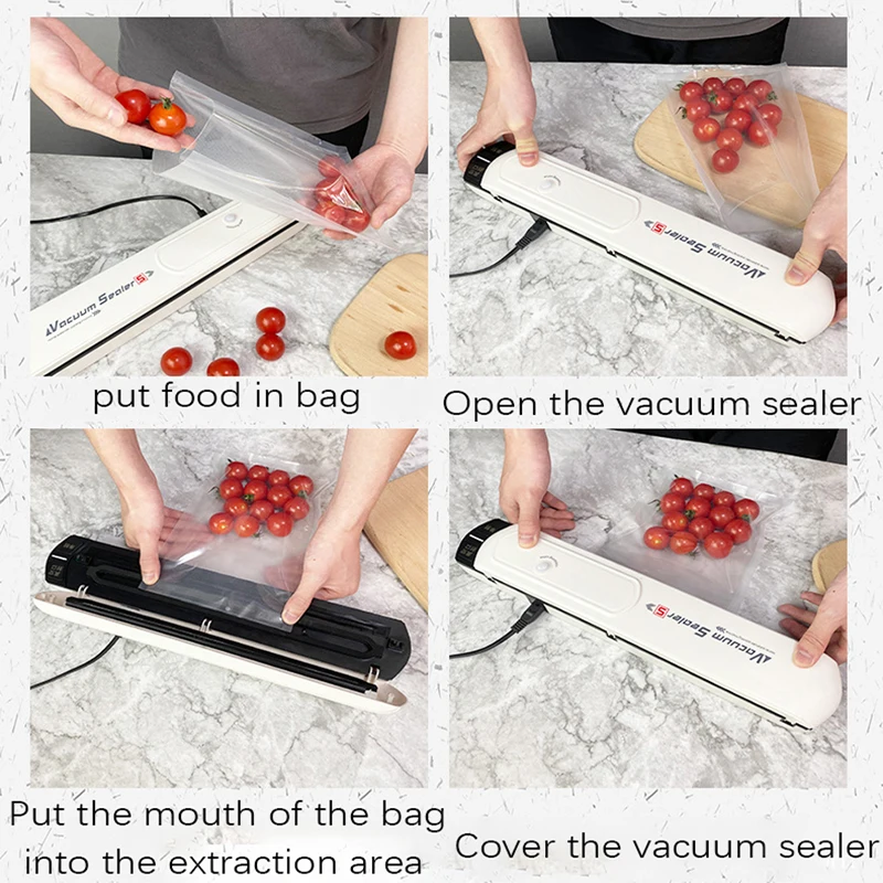 Thực Phẩm Hút Chân Không Niêm Phong Với 10Pcs Túi 30Cm Nhiệt Niêm Phong 45kPa Hút Thiết Bị Nhà Bếp Thermoforming Máy Đóng Gói Chân Không IDEACH