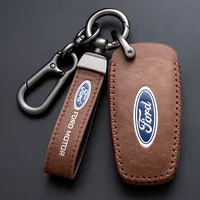 Funda de cuero para mando a distancia de coche, carcasa para Ford, funda para llave de coche SUV Ford ESCORT FOCUS Mondeo Kuga EcoSport EDGE ESCAPE, bolsa para llaves