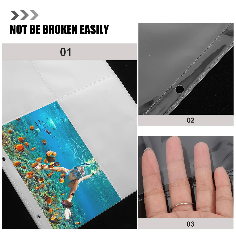 

20 Sheets A4 Photo Album Replacement Pages Clear PP Sleeves for Wedding Graduation Photos Storage Protection
