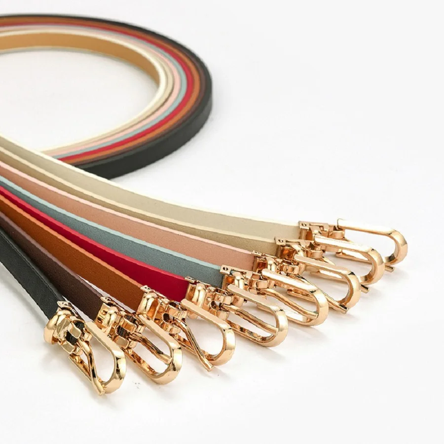 Women's Simple Solid Color PU Leather Thin Belt