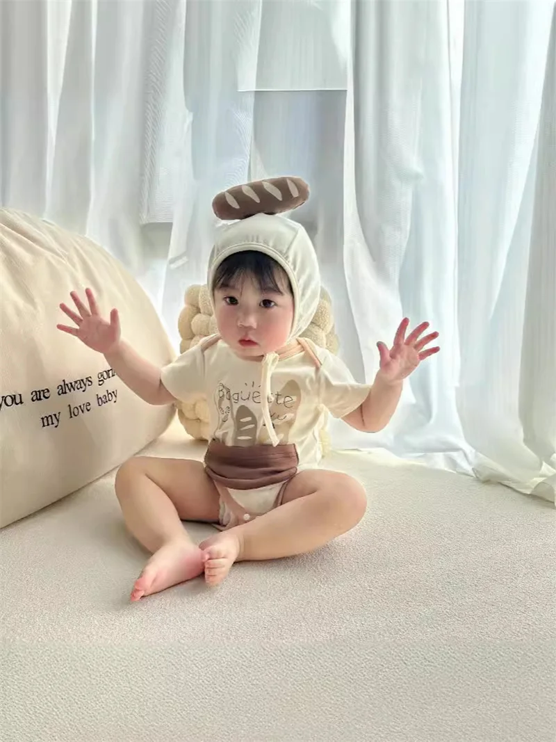 Korean Newborn Baby Clothes Girl Boys Bodysuit Onesie Funny Romper Clothing  Bread StickFashion Toddler Girls Suit Baby Jumpsuit