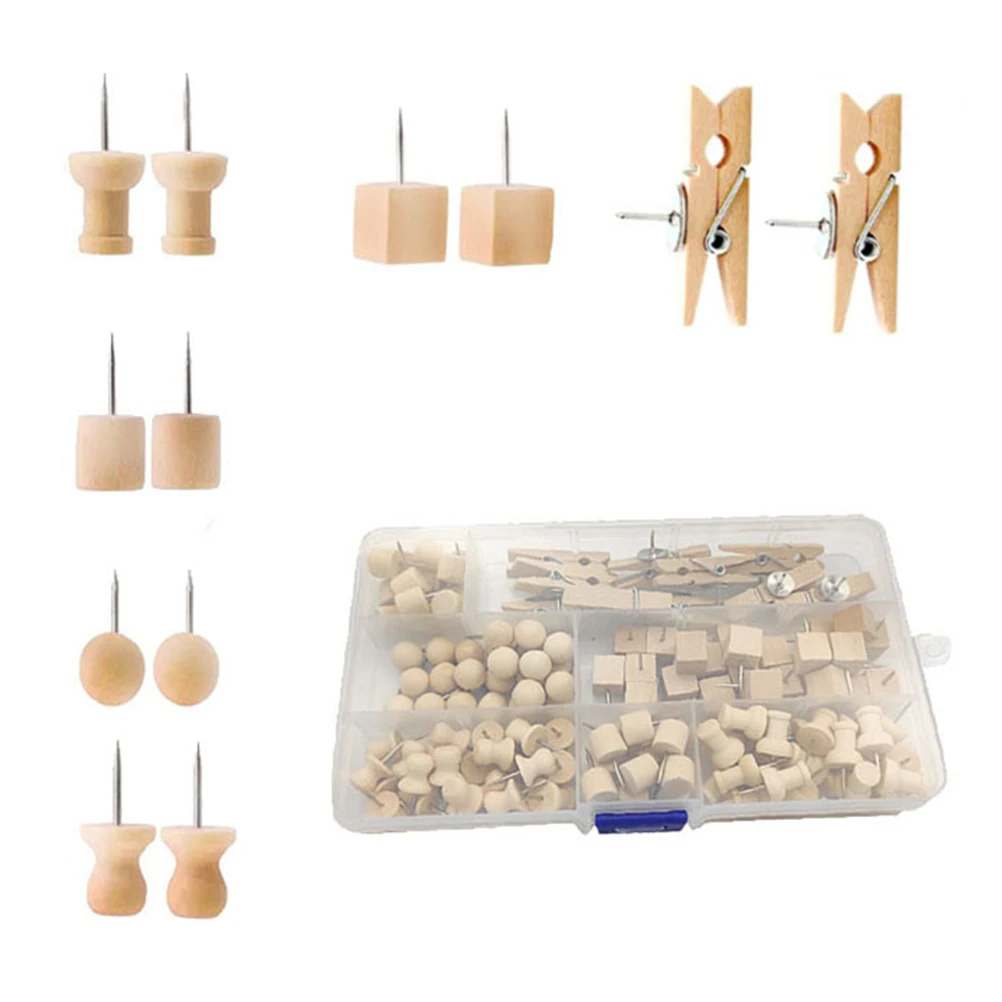 ชุดหมุดไม้ตกแต่งสำหรับติดแผนที่ แสดงรูปภาพ เอกสาร อุปกรณ์กระดานประกาศ หมุดติดซ้ำได้