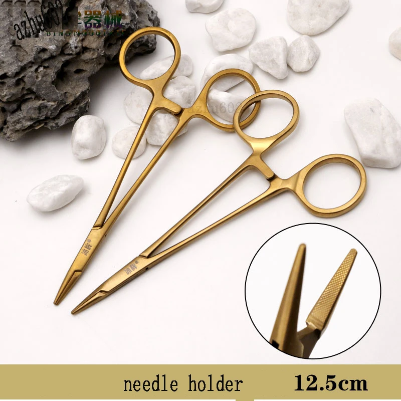 Needle holding forceps vacuum fully gold-plated 12.5cm imported stainless steel surgical instruments are authentic