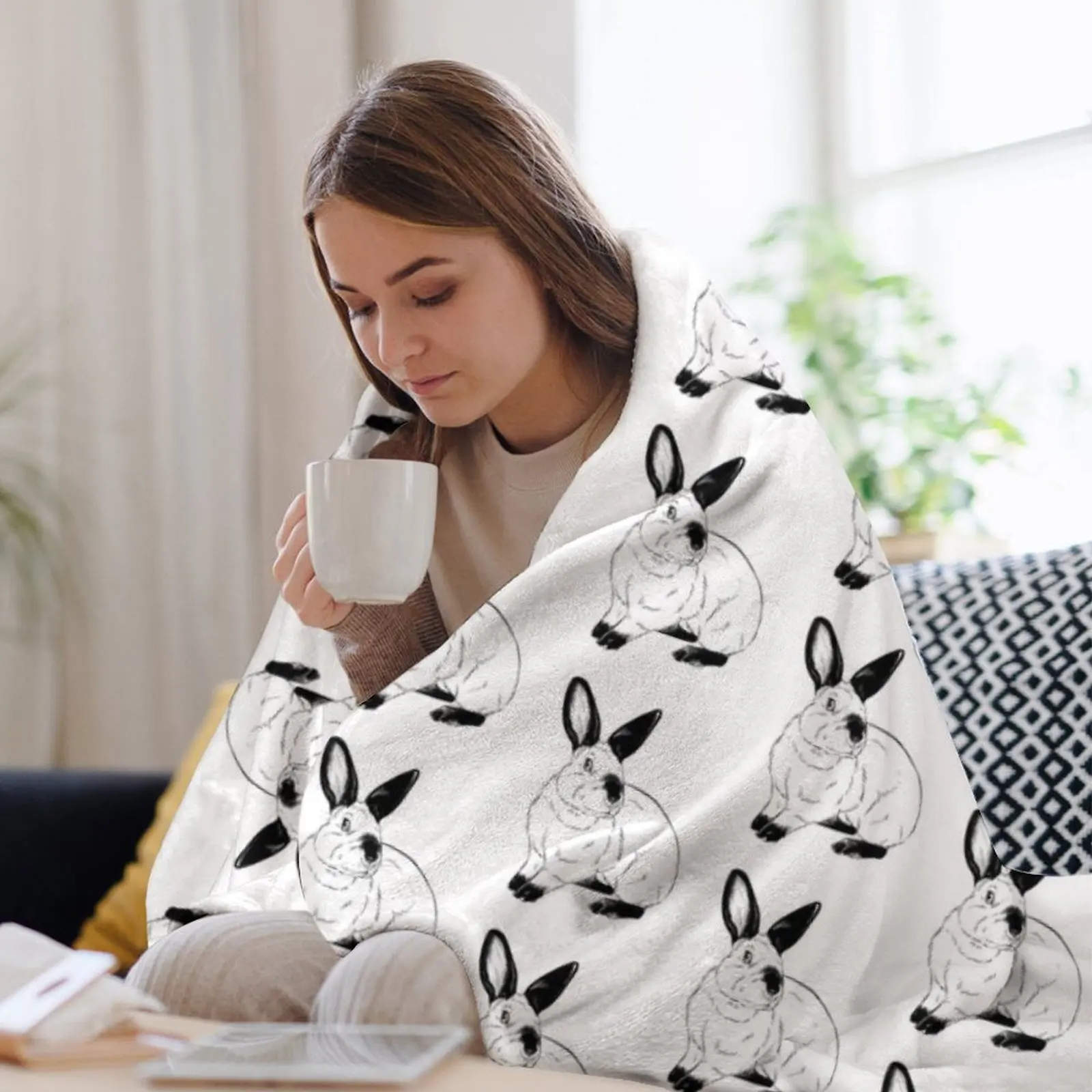 أرنب كاليفورنيا رمي بطانية أنيمي طفل بطانيات السفر شعر