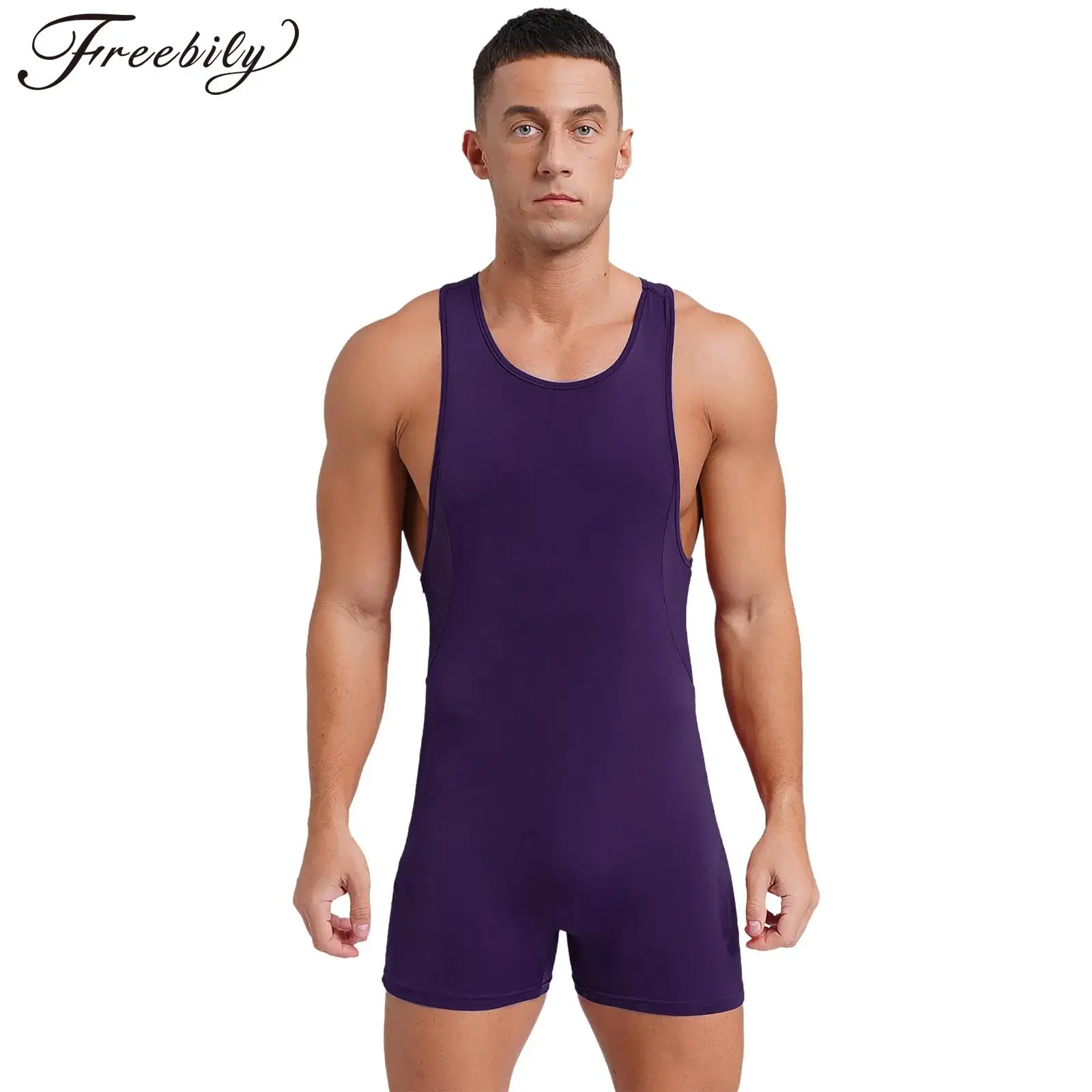 Men Undershirts Bodybuilding Shapewear Mesh Back Tank Underwear Wrestling Singlet Sports Fitness Bodysuits Leotard Jumpsuit