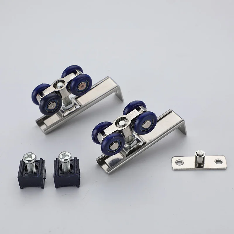 2pcs/set Sliding Door Roller Hardware Slide Doors Pulley 4 Wheels Home Room Wood Door Hanging Wheels Rail Track Pulley