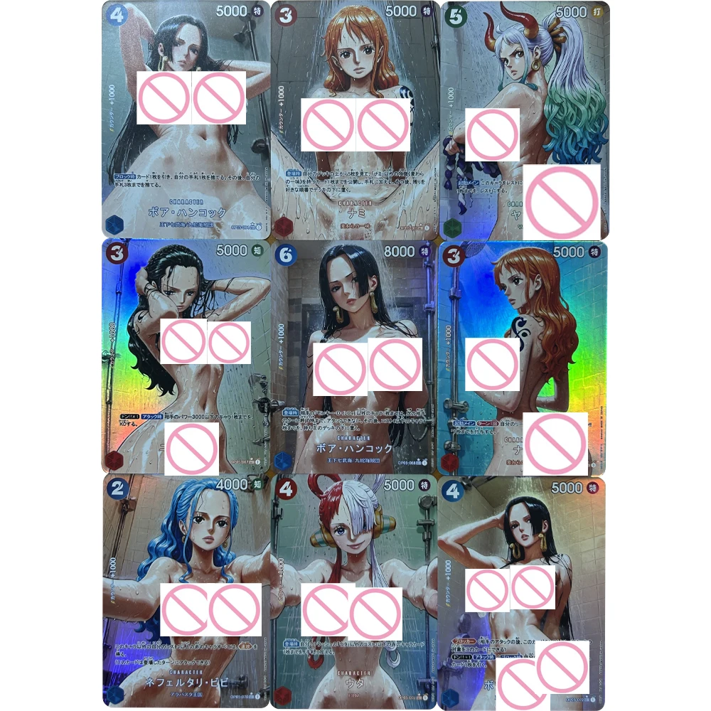 

9Pcs/set Sexy Anime OPCG Collection Card Nami Boa Hancock Yamato Big Breasts Girl Naked Card Refractive Flash Card Otaku Gifts