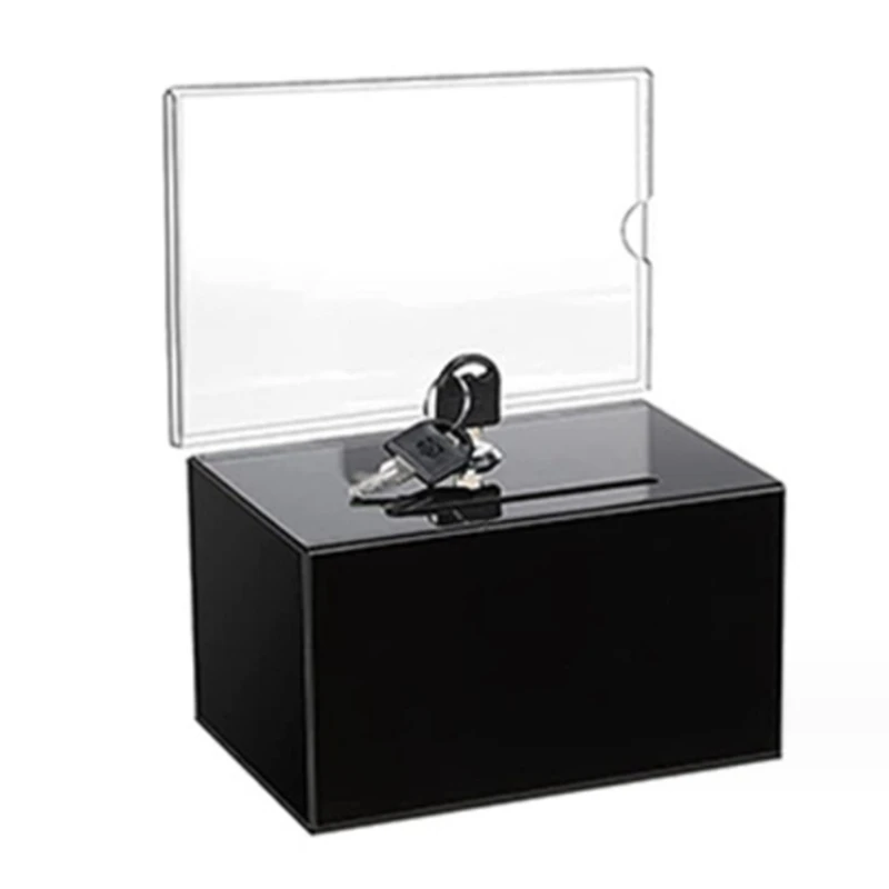 Acrylic Donation Suggestion Box Secure And Safe Tip Jars With Lock, For Business Cards