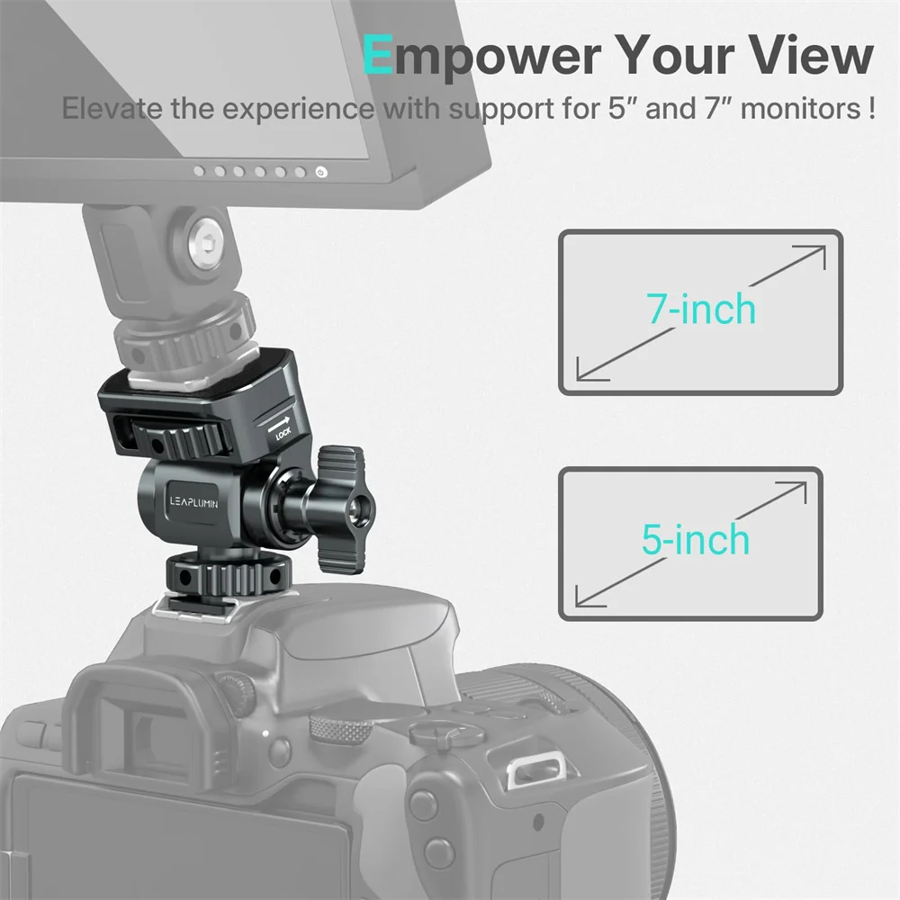 LEAPLIGHT Aluminiowy uchwyt do monitora kamery z zimną stopką i gwintem 1/4 cala do monitorów 5 i 7 cali oraz lamp błyskowych — zdjęcie produktu 4