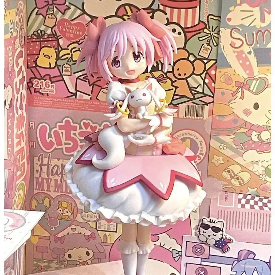 Figura de Kaname Madoka de Puella Magi Madoka Magica, 18 cm, modelo em PVC, boneca para decoração de mesa, figura de ação colecionável, presente.