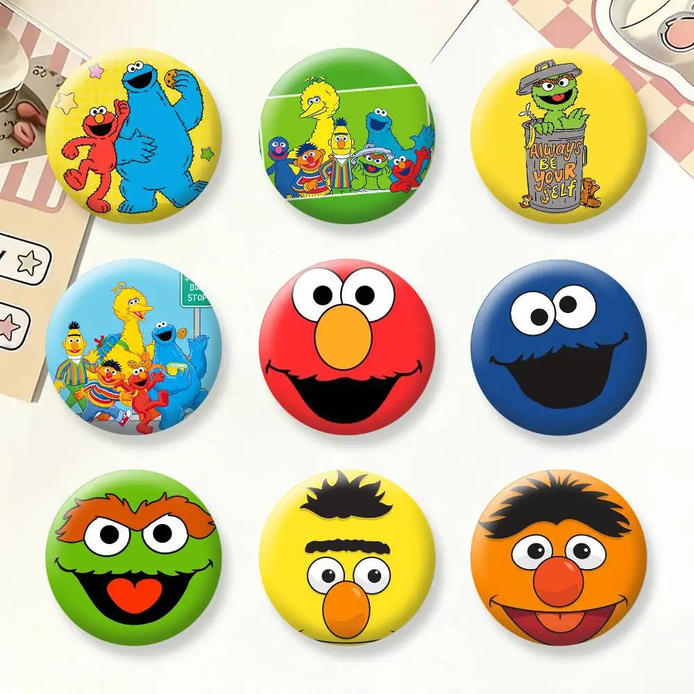 Lindos insignias de dibujos animados de S-Sesame Street, creativos pines de hojalata, broches para ropa y mochilas