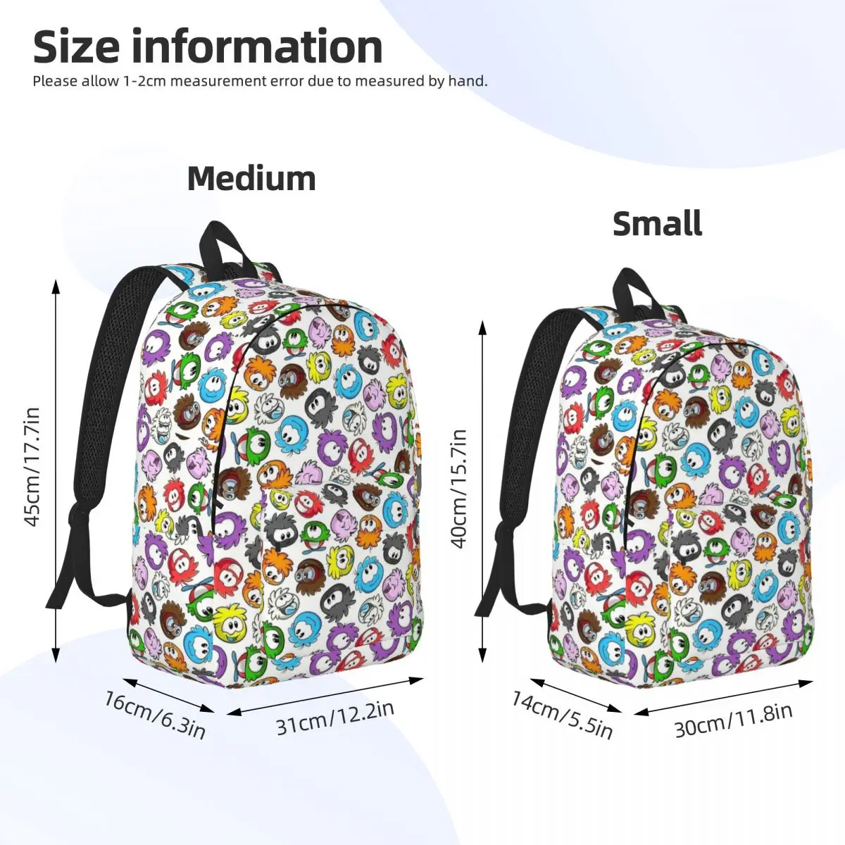 Nuevo Puffle Pattern Club pingüino mochila para hombres mujeres Casual escuela secundaria senderismo viaje mochila portátil bolso de hombro al aire libre