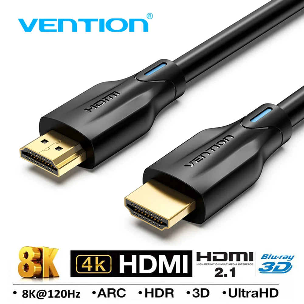 Vention HDMI 2.1 Cable 5m 120Hz 4K3D High Speed 48Gbps HDMI Cable for PS4 Splitter Switch Box Extender Audio Video 8K HDMI Cable