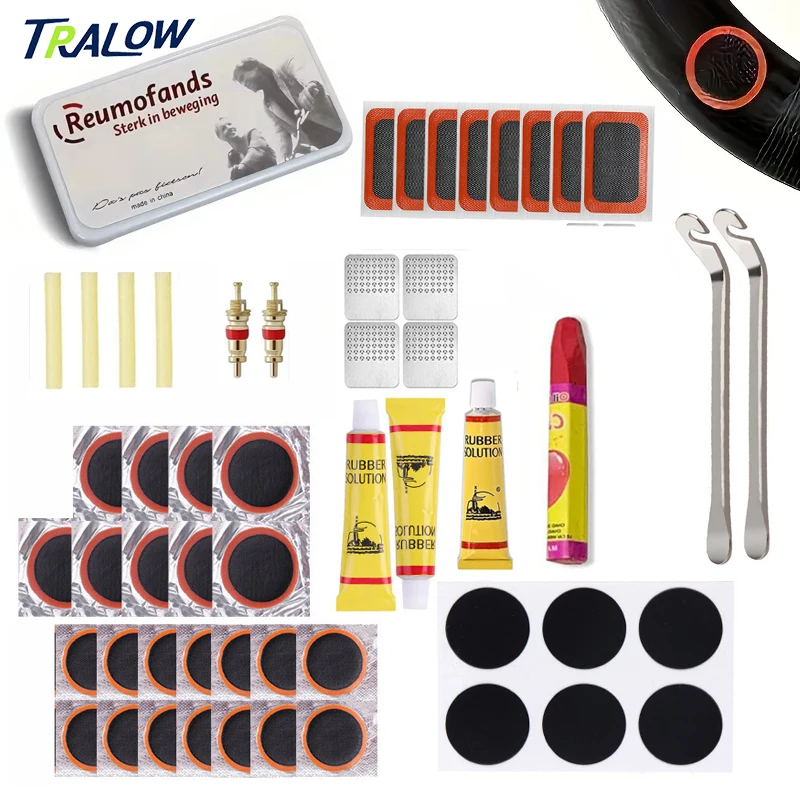 TRALOW Tool Bike Repair Tools, Quick Tire Patch Kit, High-Quality Cycling Inner Tube Mending Box, Wheel Rim Fast Plugging Kits
