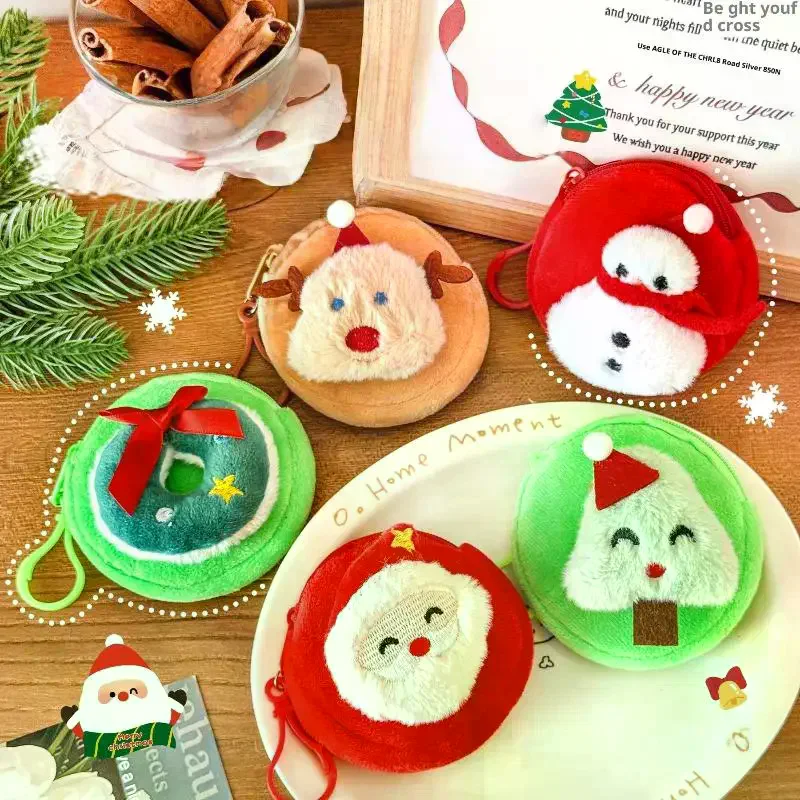 

Cute Christmas Plush Coin Purse Kawaii Santa Claus Snowman Doll Coin Pouch Keychain Backpack Pendant Decoration Children Gift