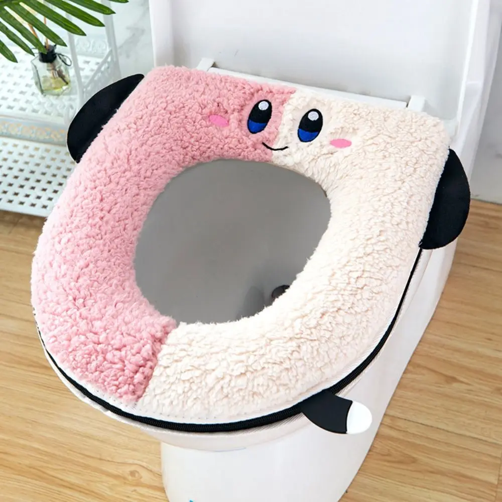 

Waterproof Cartoon Plush Toilet Seat with Handle Zipper Winter Toilet Seat Cover Reusable Warm Toilet Cushion Cover Winter