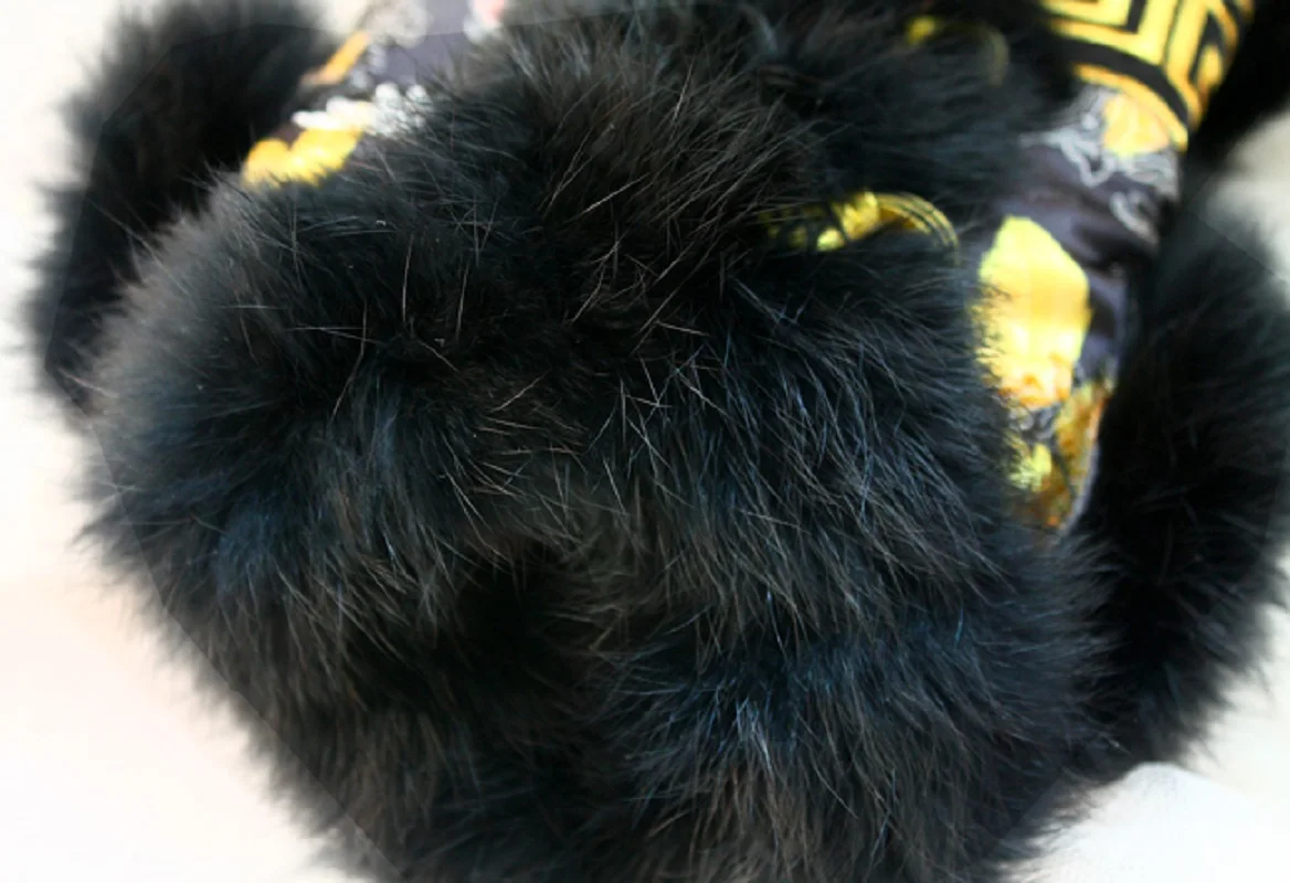 Handmade High Quality Winter Dog Clothes Pet Coat Cotton Wadded Jacket Qing Dynasty Style Black Fur Domineering Golden Frog