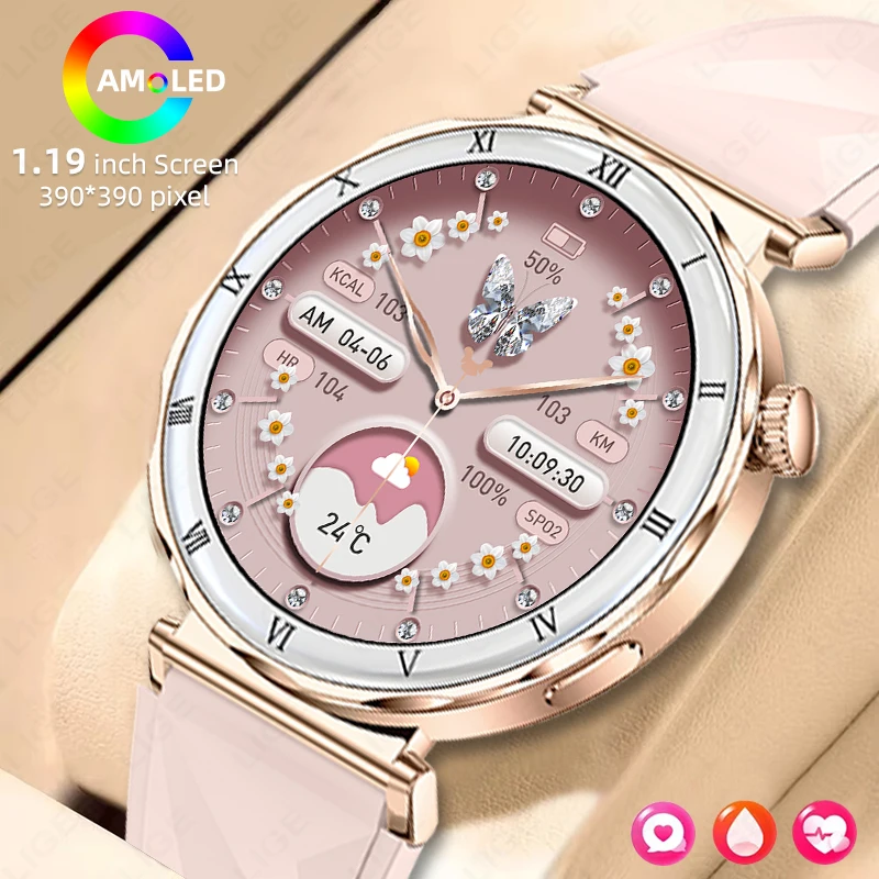 

LIGE New Luxury Smart Watch Women AMOLED Screen Custom Watch Dial Bluetooth Call AI Voice Multiple Sports Modes Gifts Smartwatch