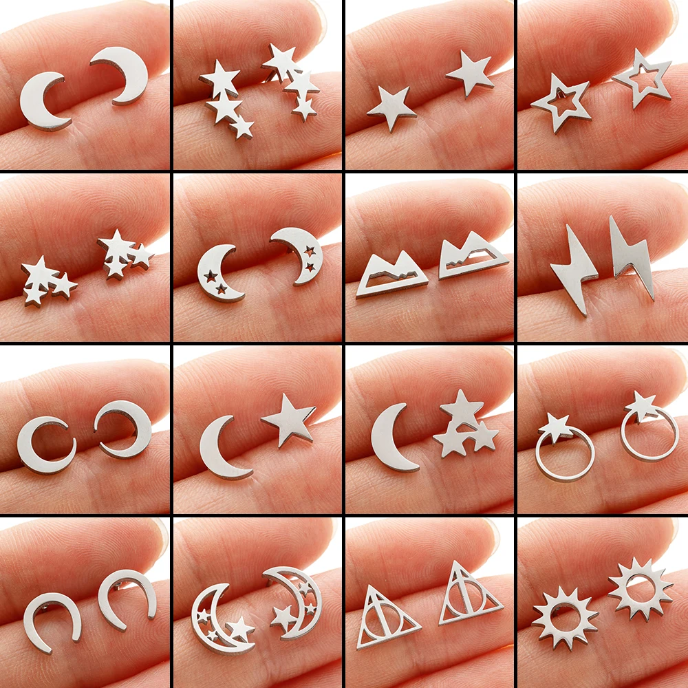 5 пар/партия, женские серьги-гвоздики из нержавеющей стали