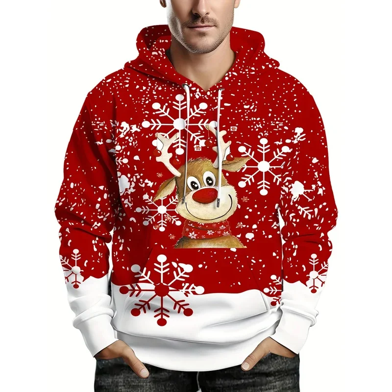 

Christmas Theme Graphic Men's Fashion 3D Prints Red Hoodie Streetwear Hoodies Hooded Front Pocket Designer Hoodie Sweatshirt