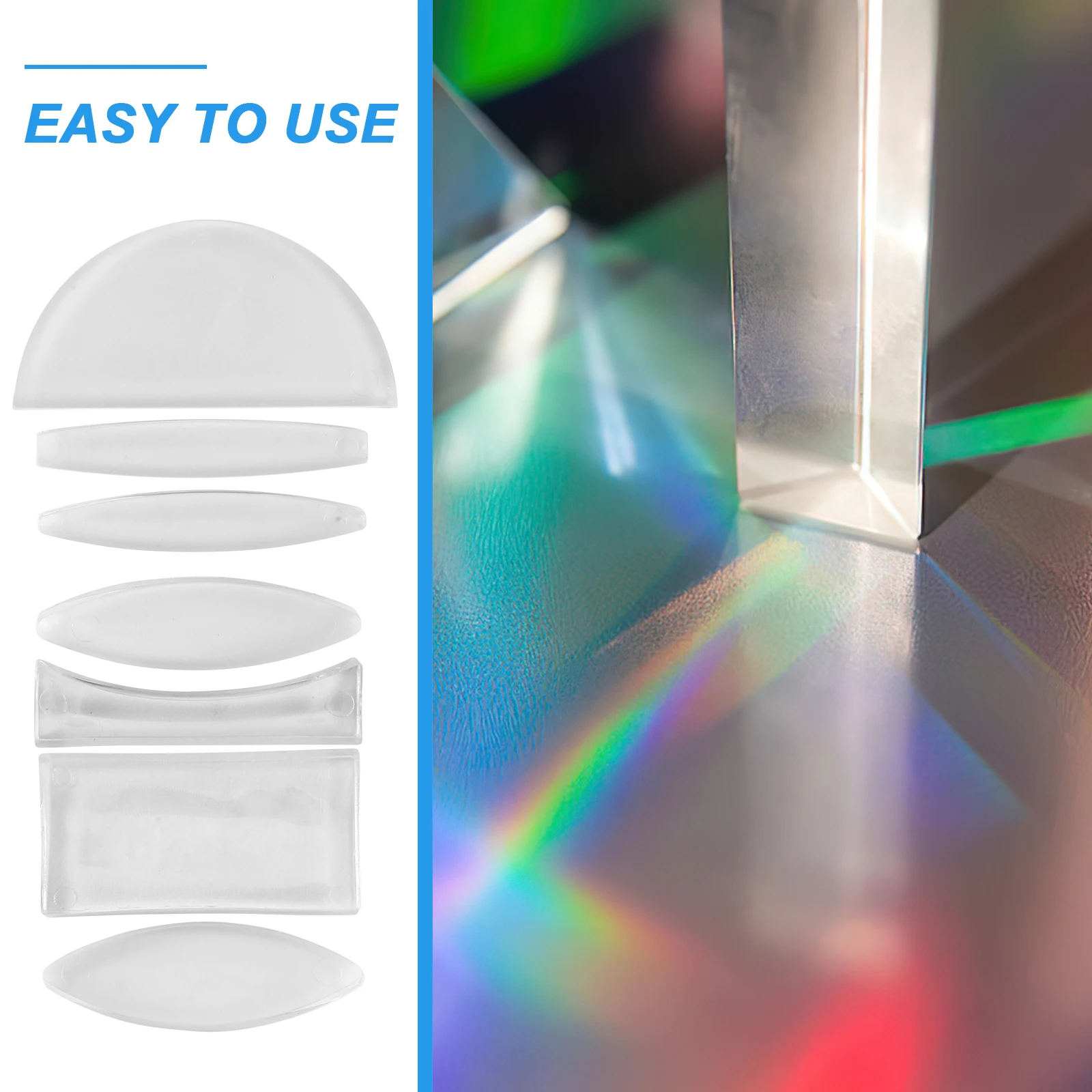 

7 Pcs Lens Set Clear Acrylic Science Experiment Tools Physics Optics Science Teaching Tools Lab Classroom Study Refraction