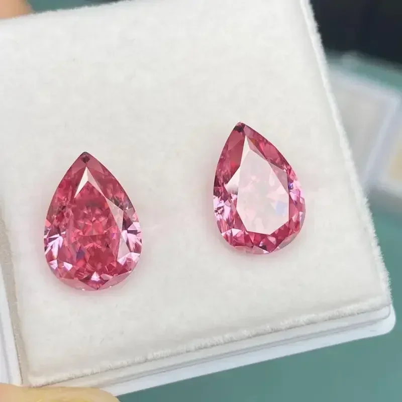 Imagem -02 - Pirmiana-pear Moissanite Pedras Preciosas Soltas para Anel de Jóias Vvs Claridade Diamante Cor Rosa