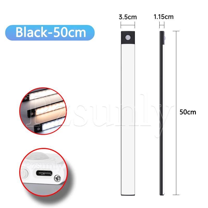 Nachtlampje LED Kast Licht USB Oplaadbare Bewegingssensor Licht Geschikt Voor Keuken Garderobe Kast Verlichting 30 cm/40 cm/50 cm