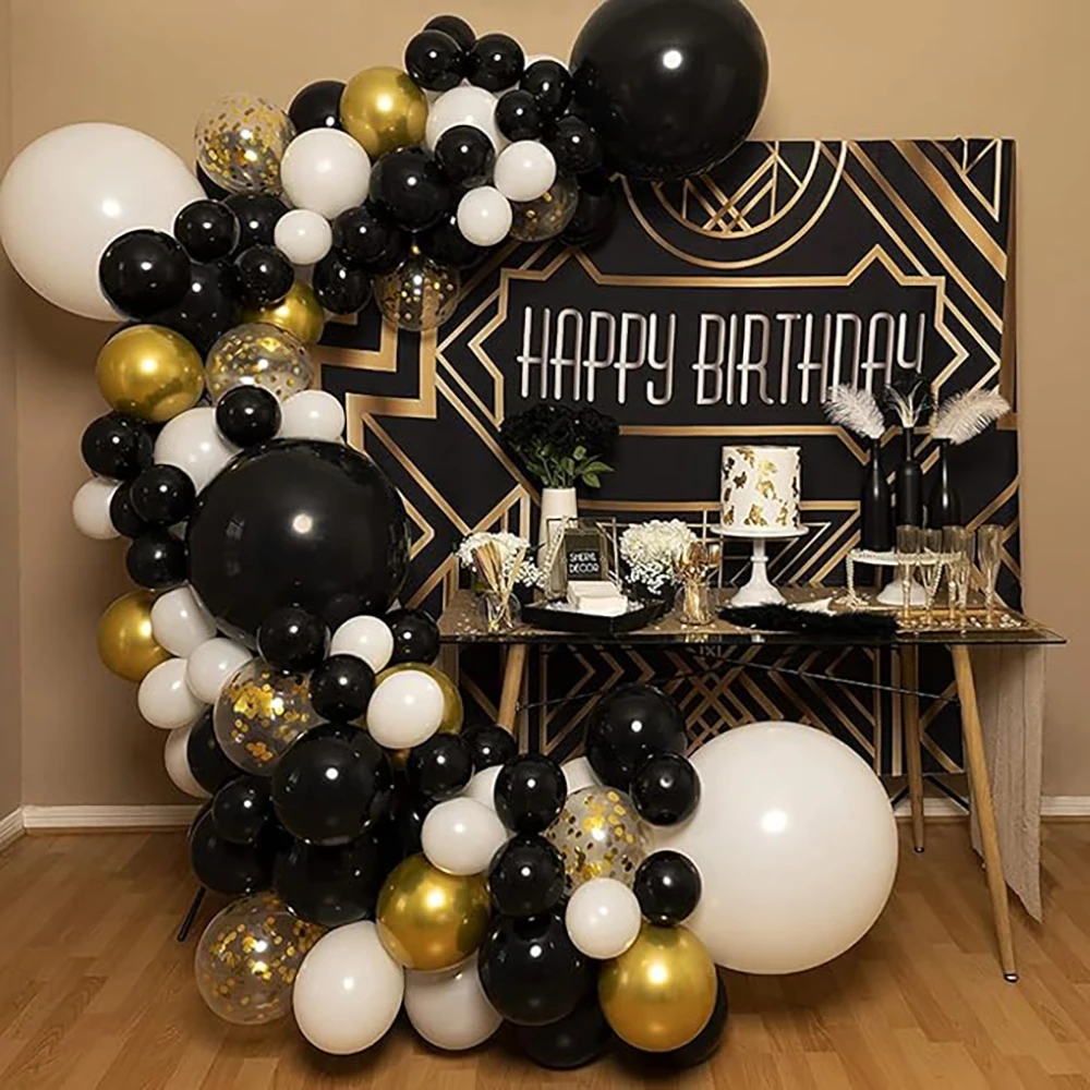 109pcs Black Balloons Metal Gold Silver Balloon Garland Arch Kit Graduation Decor Birthday Party Gender Reveal Decoration Globos