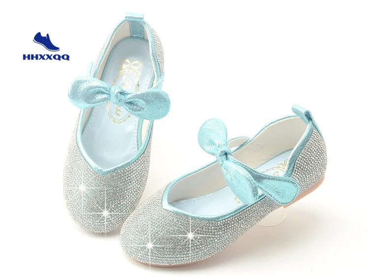 Cute Kids Girls Shoes Leather Shoes Princess Kids Shoes for Girls Casual Glitter Diamond Bow Children Loafers Shoes Girls