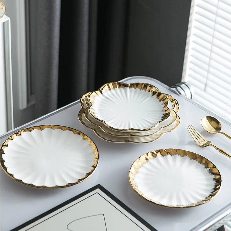 Nordic Phnom Penh Ceramic Plate Creative Luxury Household Daily Steak Plate Fruit Dessert Tray Plate Main Course Tableware