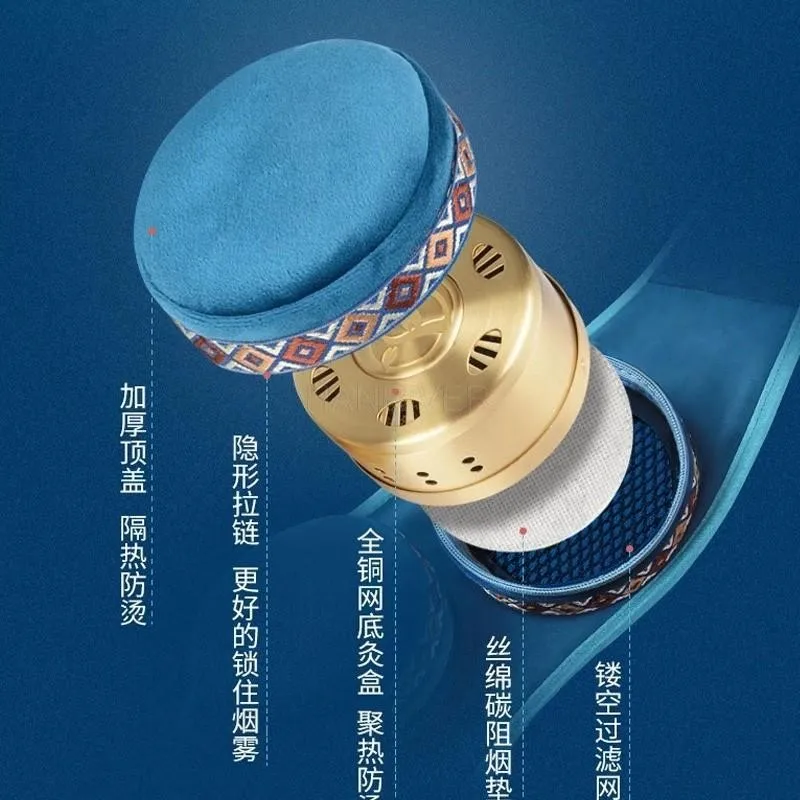 Blue Hollow Smokeless 3-Link-Bag Moxibustion Box Chinese Moxa Acupuntura Health Points Therapy Stick Rolls Burner