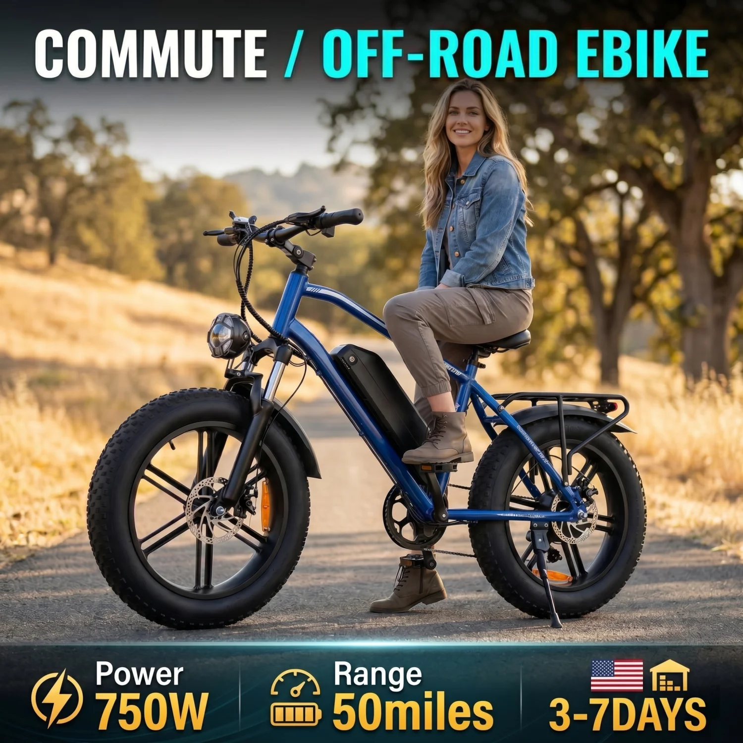 

OUXI R7 Adults Electric Bicycle Peak 750W Motor 48V 13AH Removable Battery 7 Speed Electric Bike 20*4.0 Inch Fat Tire E-bike