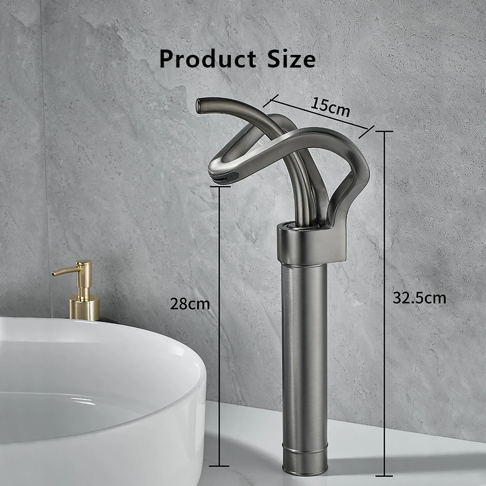 Black Gold Basin Faucet Bathroom Washbasin Water Mixer Tap Waterfall Basin Sink Faucets Deck Mounted Hot and Cold Wash Water Tap
