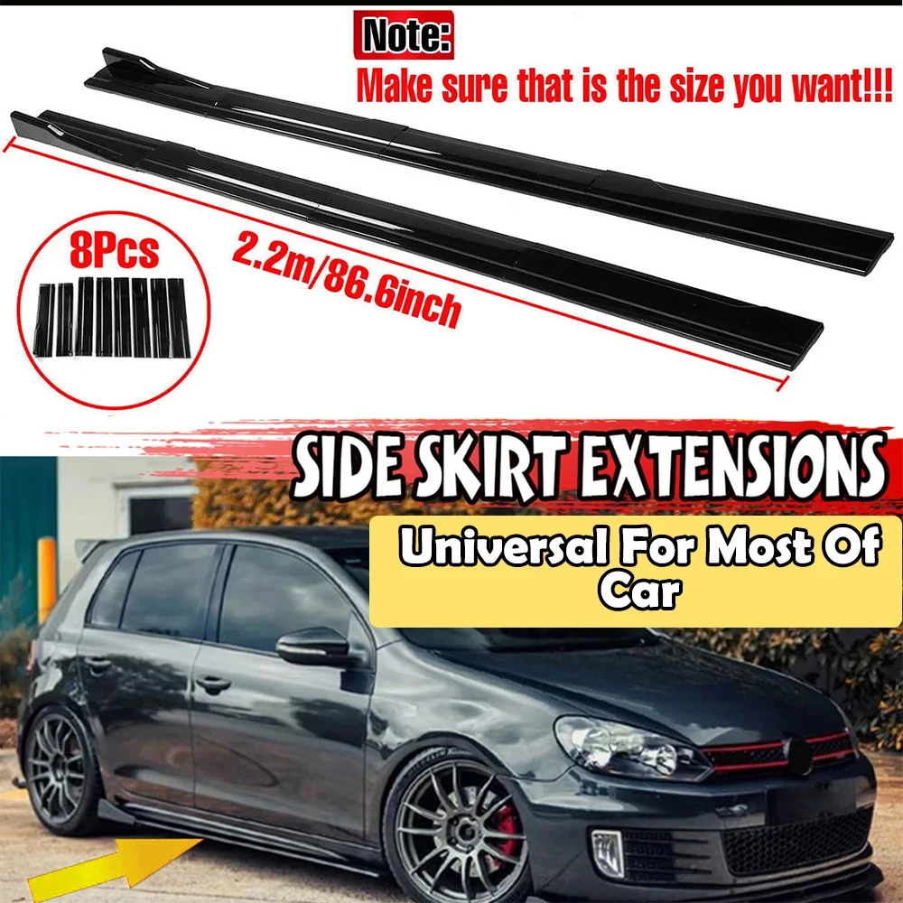 Universal Car Side Skirt 8 Pcs 2.2m Winglet Splitters Lip Side Spoiler For VW For Polo For GOLF mk5 mk6 mk7 For Jetta For Passat