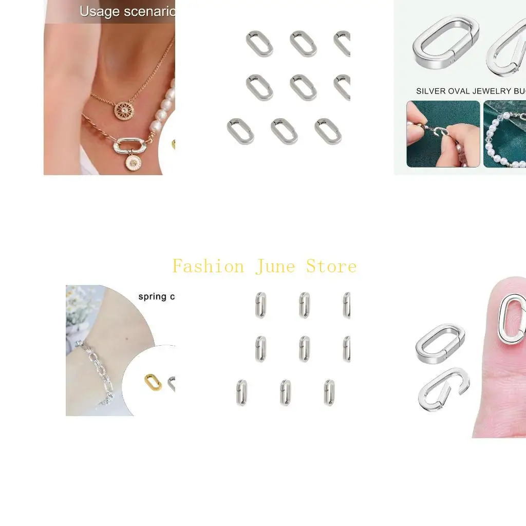 N5KA Sterlings Silver Openable Clasp with Zirconia Purpose Necklace Shortener and Bracelet Extender in Golden Silver 10pcs