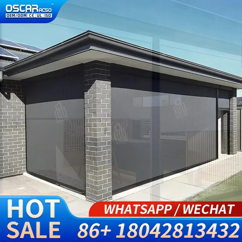 Hot Selling Electric Patio Shade Built in Zip Waterproof Wind Sunshade for Balcony Wholesale Rolling Blind