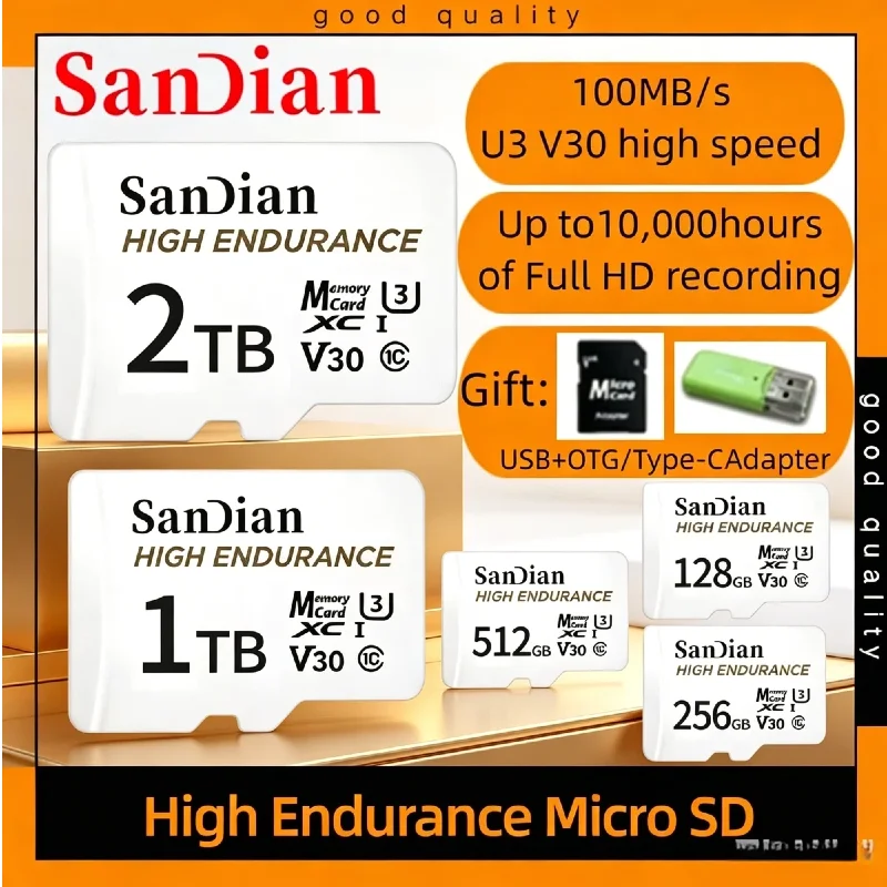 128GB High Endurance V30 U3 C10 Micro SD TF Card 2026 Ultra Fast Memory Card for Home Monitoring Dash Cam Drones Cameras