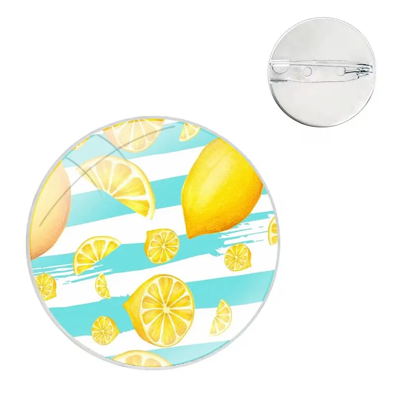 cute fruit Lemons in three Pins Badge Metal Brooches For Clothes Backpack Decoration gift