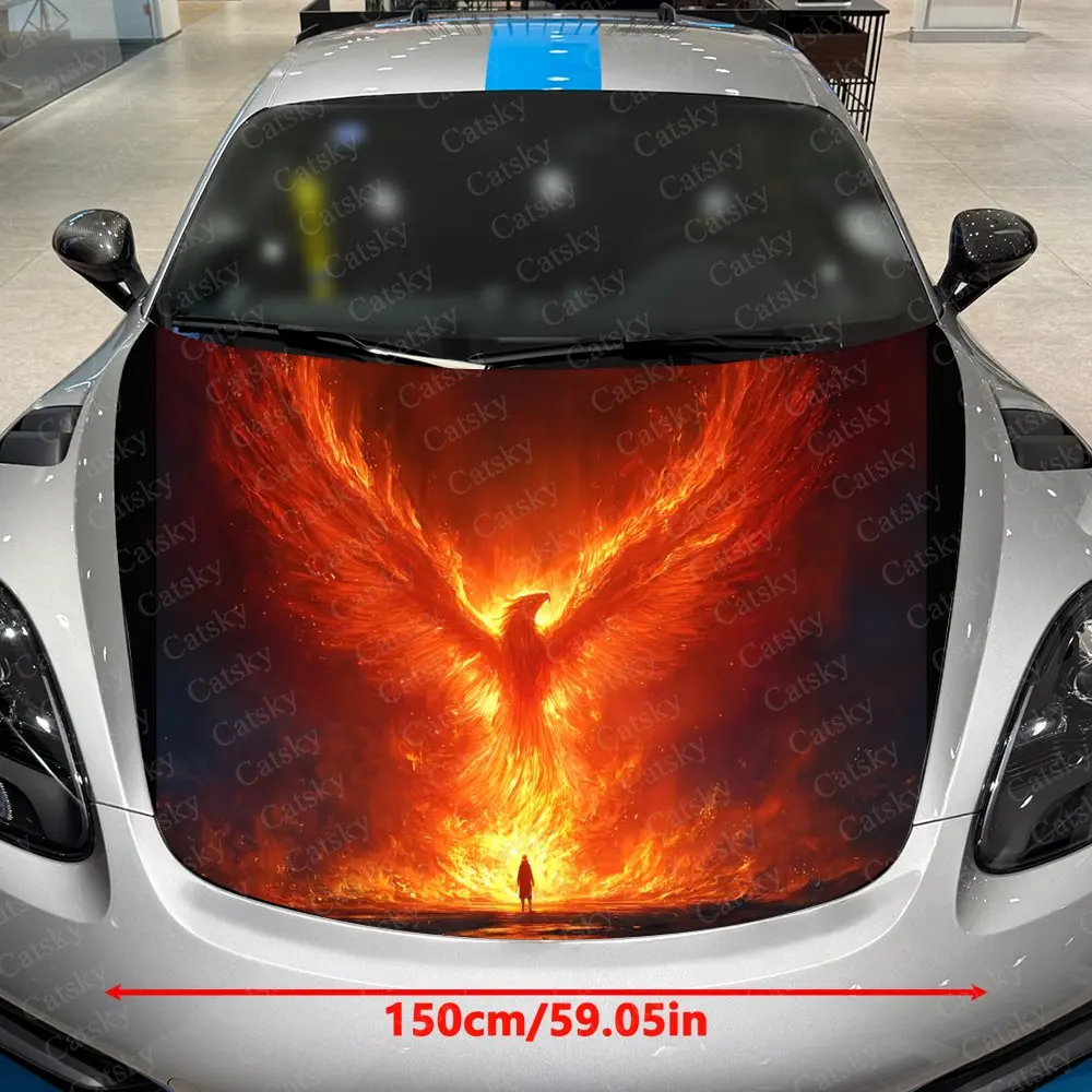 Phoenix Nirvana Car Hood Graphic Stickers, Car Aesthetics, Eye-catching Pattern Decorations, PVC Waterproof Self-adhesive Sticke