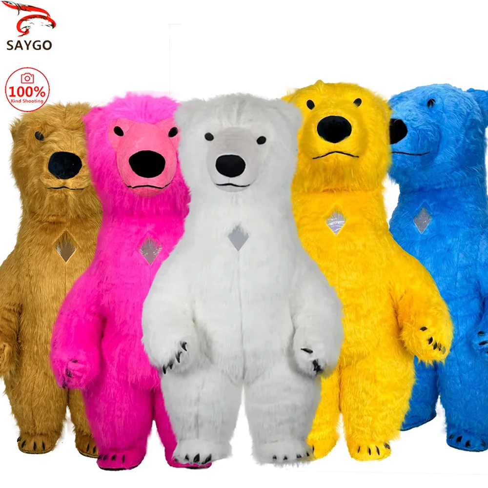 

SAYGO Inflatable Colorful Pink Blue Polar Bear Costume Christmas Halloween Costume Mascot Cosplay Suit Fursuit