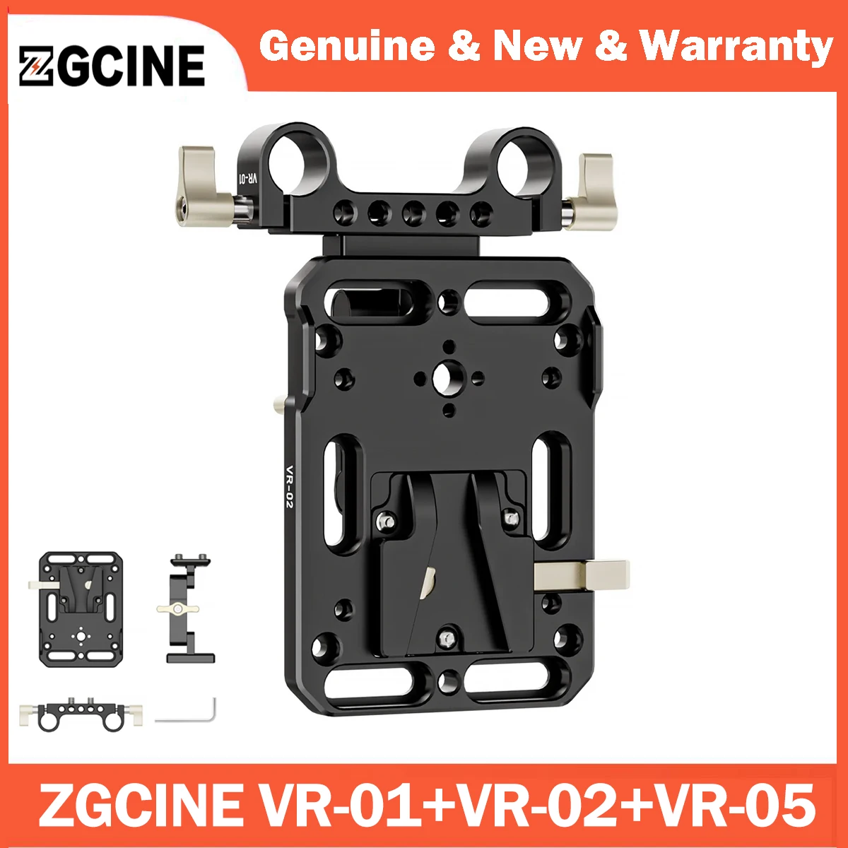 ZGCINE VR VR-01 VR-02 VR-05 Kit V Mount Battery Adapter Plate with 15mm Rod Clamp Adjustable Arm for Canon Sony DSLR Cameras