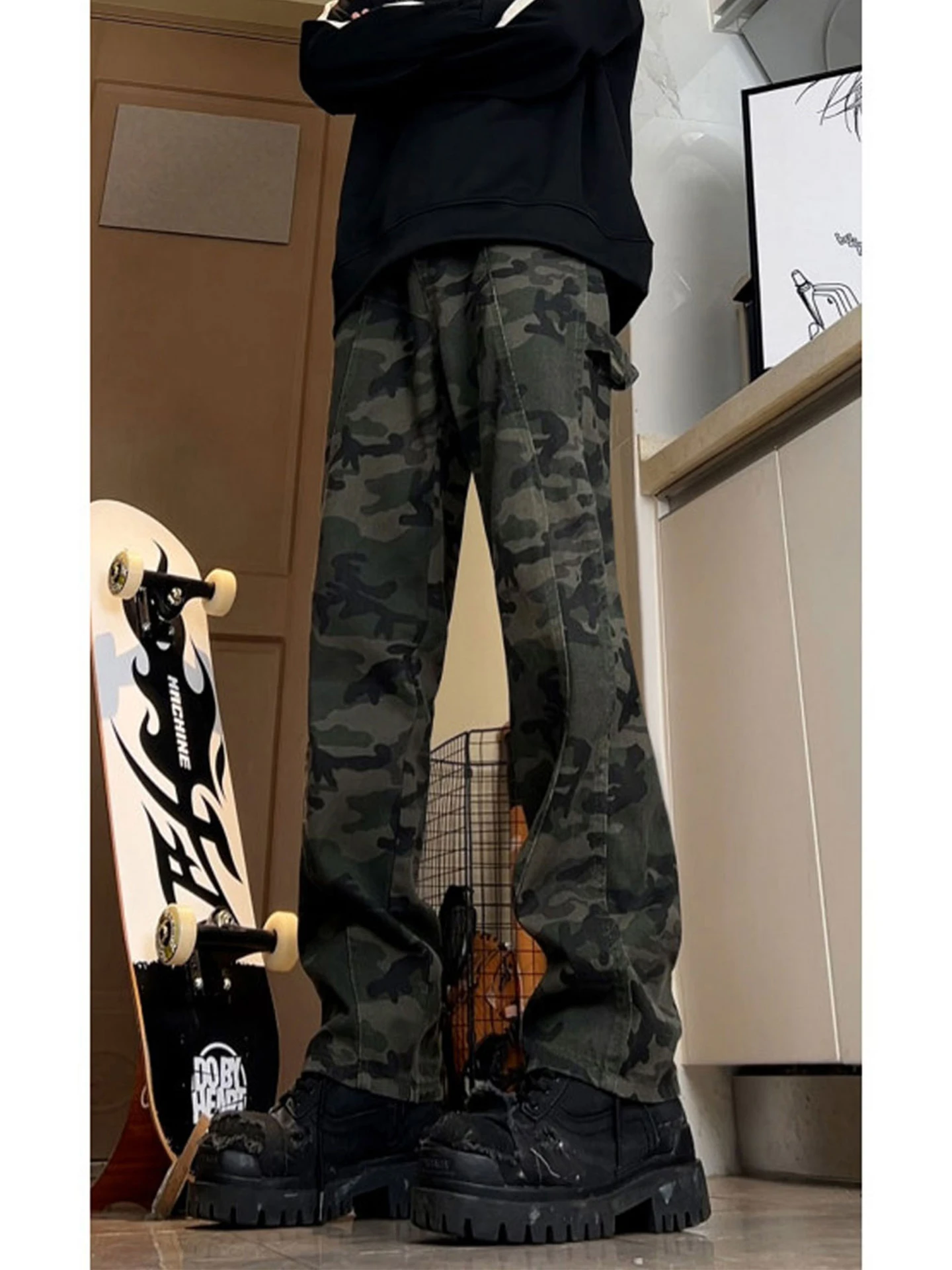 

American Sle Camouflage Slim Fit Jeans Men Summer Thin CleanFit Carpenter Pants Straight Leg MicroFlared Trousers